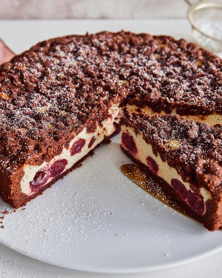 Decadent Cherry Chocolate Crumble Cake