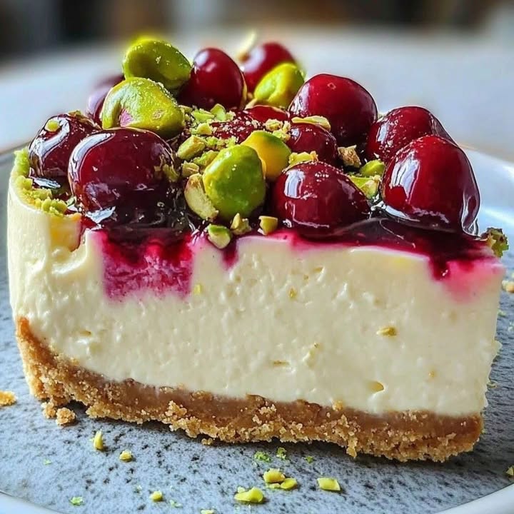 Zesty Cherry Pistachio Cheesecake Delight
